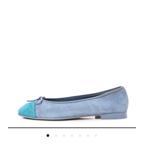 Chanel Ballet Flats 38 Blue Suede - Picture 1 of 5